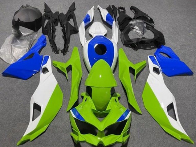 Erschwingliche Kawasaki ZX4R ZX-4RR Motorrad Verkleidung 2019-2025 - Weiss Blau Grun
