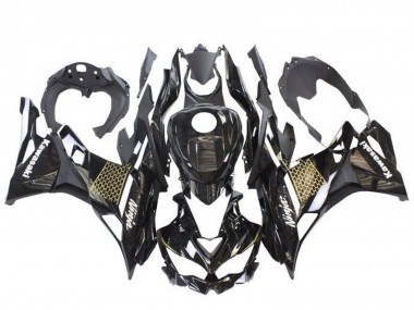 Erschwingliche Kawasaki ZX4R ZX-4RR Motorrad Verkleidung 2019-2025 - Glanzendes Schwarz Weiss Gold