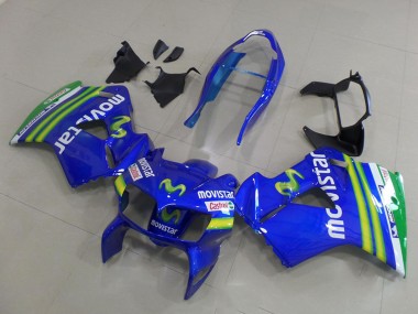 Erschwingliche Honda VFR 800 Motorrad Verkleidung 1998-2001 - Blau Grun Weiss MoviStar