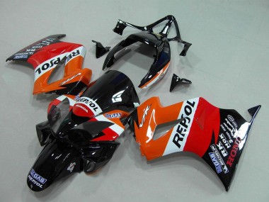 Erschwingliche Honda VFR 800 Motorrad Verkleidung 2002-2013 - Orange Weiss Rot Glanzendes Schwarz Repsol