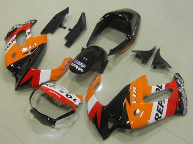 Erschwingliche Honda VTR1000F Motorrad Verkleidung 1997-2005 - Orange Weiss Rot Glanzendes Schwarz Repsol