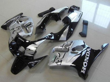 Erschwingliche Honda CBR250RR MC19 Motorrad Verkleidung 1988-1989 - Silber Glanzendes Schwarz