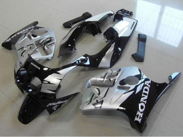 Erschwingliche Honda CBR250RR MC19 Motorrad Verkleidung 1988-1989 - Silber Glanzendes Schwarz
