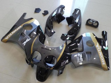 Erschwingliche Honda CBR250RR MC22 Motorrad Verkleidung 1990-1998 - Grau Gold Glanzendes Schwarz