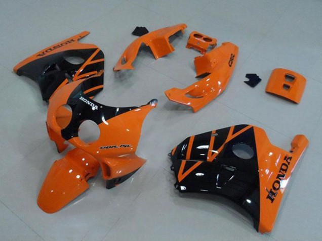 Erschwingliche Honda CBR250RR MC22 Motorrad Verkleidung 1990-1998 - Orange Glanzendes Schwarz