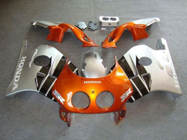 Erschwingliche Honda CBR250RR MC22 Motorrad Verkleidung 1990-1998 - Silber Orange Glanzendes Schwarz