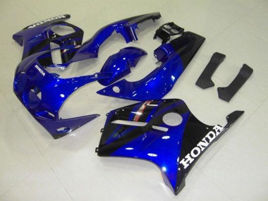 Erschwingliche Honda CBR250RR MC22 Motorrad Verkleidung 1990-1998 - Blau Glanzendes Schwarz Weiss Aufkleber