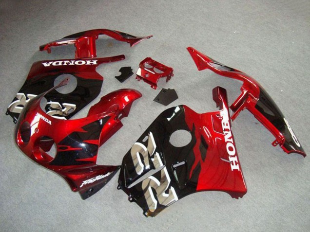 Erschwingliche Honda CBR250RR MC22 Motorrad Verkleidung 1990-1998 - Rot Glanzendes Schwarz