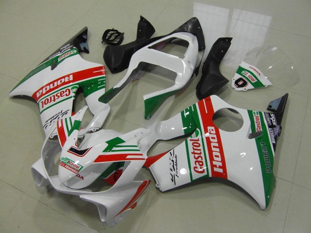 Erschwingliche Honda CBR600 F4i Motorrad Verkleidung 2001-2003 - Weiss Rot Grun Castrol