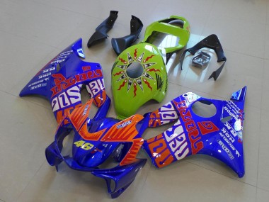 Erschwingliche Honda CBR600 F4i Motorrad Verkleidung 2001-2003 - Gelb Blau Orange Rossi 46