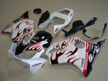 Erschwingliche Honda CBR600 F4i Motorrad Verkleidung 2001-2003 - Weiss Rot Glanzendes Schwarz Flamme