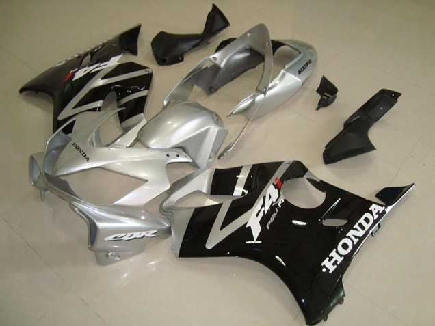 Erschwingliche Honda CBR600 F4i Motorrad Verkleidung 2004-2007 - Silber Glanzendes Schwarz