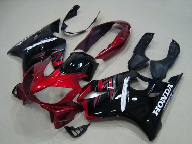 Erschwingliche Honda CBR600 F4i Motorrad Verkleidungen Kit 2004-2007 - Rot Glanzendes Schwarz