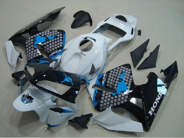 Erschwingliche Honda CBR600RR Motorrad Verkleidung 2003-2004 - Weiss Blau Glanzendes Schwarz