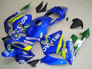 Erschwingliche Honda CBR600RR Motorrad Verkleidung 2003-2004 - Blau Gelb Grun MoviStar