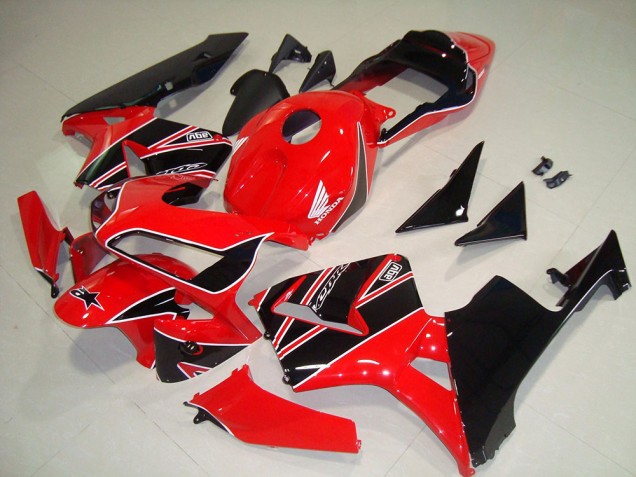 Erschwingliche Honda CBR600RR Motorrad Verkleidungen Kit 2003-2004 - Rot Glanzendes Schwarz