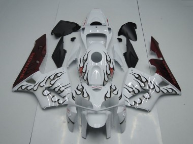 Erschwingliche Honda CBR600RR Motorrad Verkleidung 2005-2006 - Weiss Schwarz Flamme
