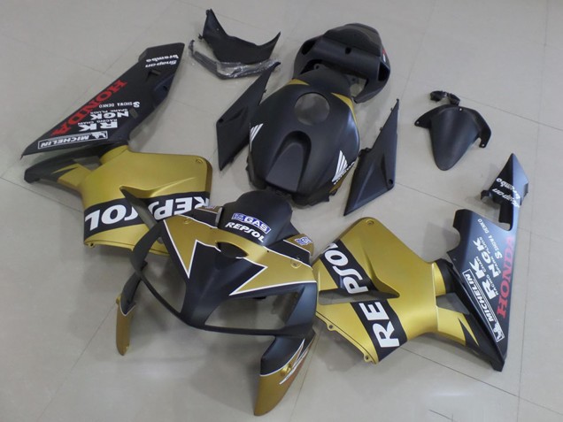 Erschwingliche Honda CBR600RR Motorrad Verkleidung 2005-2006 - Matt Schwarz Gold Repsol