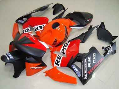 Erschwingliche Honda CBR600RR Motorrad Verkleidung 2005-2006 - Orange Rot Weiss Matt Schwarz Repsol Rennen
