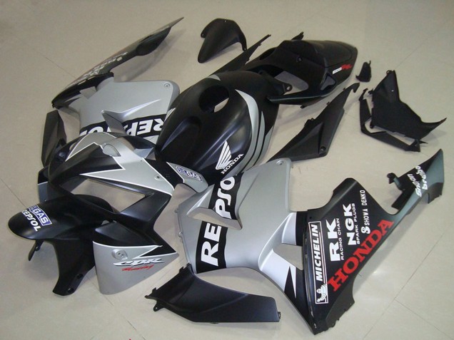 Erschwingliche Honda CBR600RR Motorrad Verkleidung 2005-2006 - Matt Schwarz Silber Repsol