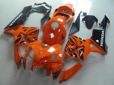Erschwingliche Honda CBR600RR Motorrad Verkleidung 2005-2006 - Orange Schwarz Flamme