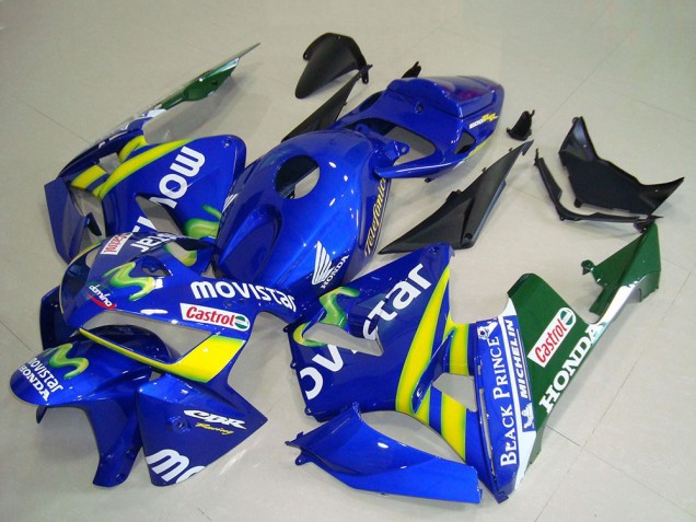 Erschwingliche Honda CBR600RR Motorrad Verkleidung 2005-2006 - Blau Gelb Grun Weiss MoviStar Rot Castrol