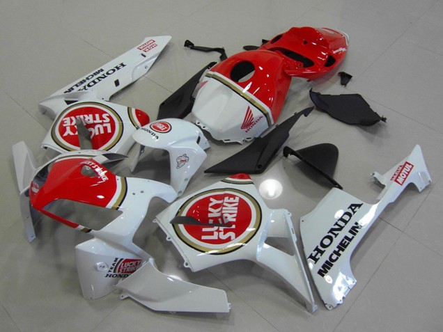 Erschwingliche Honda CBR600RR Motorrad Verkleidung 2005-2006 - Weiss Rot Lucky Strike