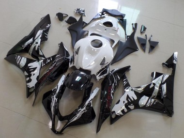 Erschwingliche Honda CBR600RR Motorrad Verkleidung 2007-2008 - Weiss Glanzendes Schwarz Leyla
