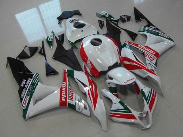Erschwingliche Honda CBR600RR Motorrad Verkleidung 2007-2008 - Weiss Rot Grun Glanzendes Schwarz Castrol 38
