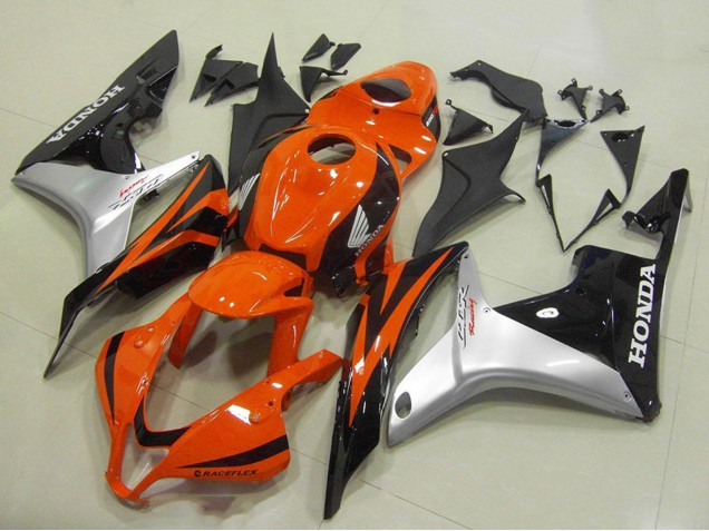 Erschwingliche Honda CBR600RR Motorrad Verkleidung 2007-2008 - Silber Orange Glanzendes Schwarz