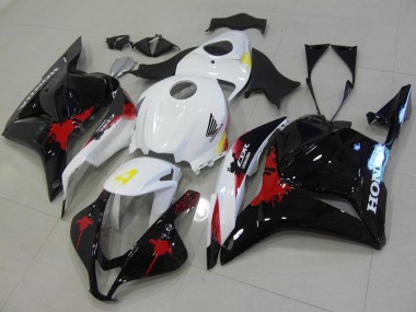 Erschwingliche Honda CBR600RR Motorrad Verkleidungen Kit 2009-2012 - Weiss Rot Glanzendes Schwarz