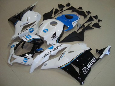 Erschwingliche Honda CBR600RR Motorrad Verkleidung 2009-2012 - Weiss Blau Glanzendes Schwarz Konica Minolta