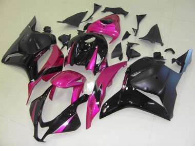 Erschwingliche Honda CBR600RR Motorrad Verkleidung 2009-2012 - Rosa Glanzendes Schwarz Matt Schwarz