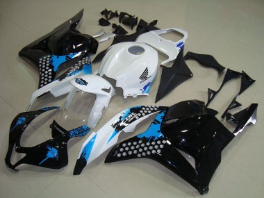 Erschwingliche Honda CBR600RR Motorrad Verkleidungen Kit 2009-2012 - Weiss Blau Glanzendes Schwarz