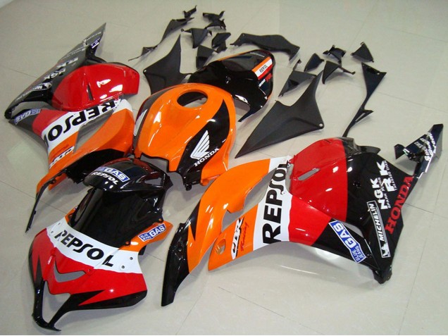 Erschwingliche Honda CBR600RR Motorrad Verkleidung 2009-2012 - Orange Weiss Rot Glanzendes Schwarz Repsol