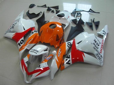 Erschwingliche Honda CBR600RR Motorrad Verkleidungen Kit 2009-2012 - Orange Weiss Rot Glanzendes Schwarz Repsol