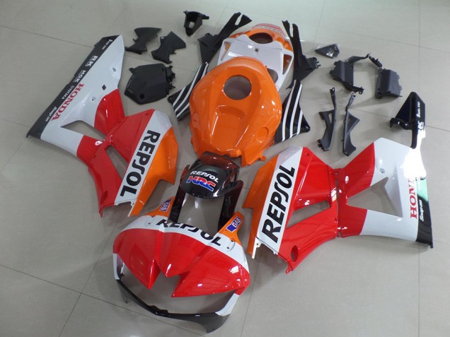 Erschwingliche Honda CBR600RR Motorrad Verkleidung Kit 2013-2023 - Orange Weiss Rot Glanzendes Schwarz Repsol