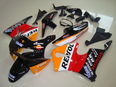 Erschwingliche Honda CBR900RR 919 Motorrad Verkleidung 1998-1999 - Orange Weiss Rot Glanzendes Schwarz Repsol