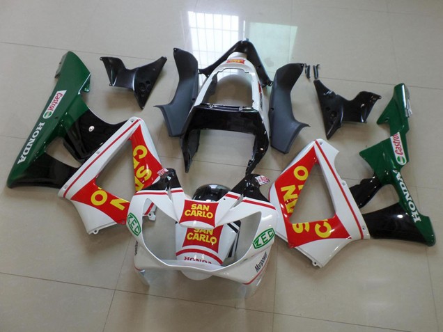 Erschwingliche Honda CBR900RR 929 Motorrad Verkleidung 2000-2001 - Weiss Rot Grun Glanzendes Schwarz San Carlo