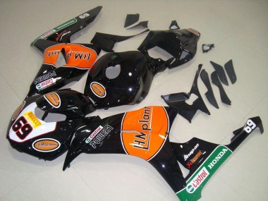 Erschwingliche Honda CBR1000RR Motorrad Verkleidung 2006-2007 - Glanzendes Schwarz Orange Grun Hm Plant Rennen 69