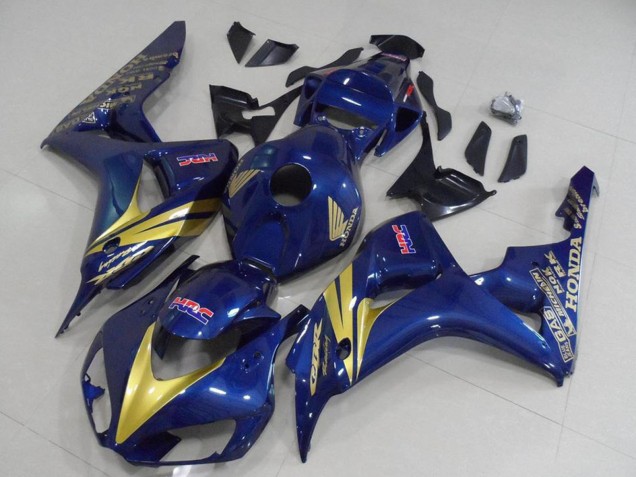 Erschwingliche Honda CBR1000RR Motorrad Verkleidung 2006-2007 - Dunkel Blau Gold Streifen