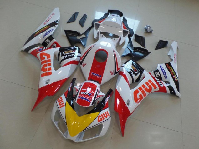 Erschwingliche Honda CBR1000RR Motorrad Verkleidung 2006-2007 - Weiss Rot Gelb Glanzendes Schwarz Givi HRC