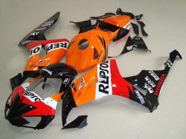 Erschwingliche Honda CBR1000RR Motorrad Verkleidung 2006-2007 - Orange Weiss Rot Glanzendes Schwarz New Repsol