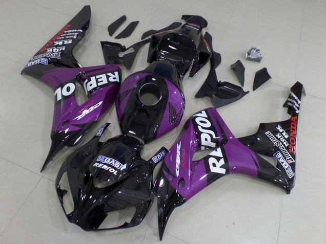 Erschwingliche Honda CBR1000RR Motorrad Verkleidung 2006-2007 - Glanzendes Schwarz Lila Repsol