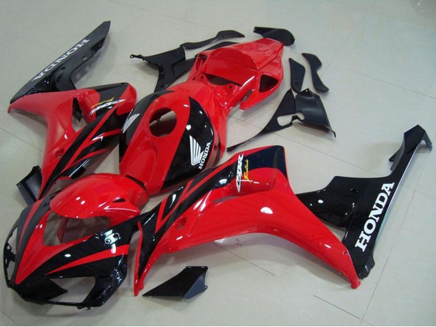 Erschwingliche Honda CBR1000RR Motorrad Verkleidung Kit 2006-2007 - Rot Glanzendes Schwarz
