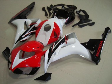 Erschwingliche Honda CBR1000RR Motorrad Verkleidungen Kit 2006-2007 - Weiss Rot Glanzendes Schwarz