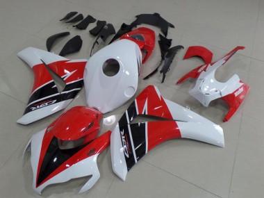 Erschwingliche Honda CBR1000RR Motorrad Verkleidungen Kit 2008-2011 - Weiss Rot Glanzendes Schwarz