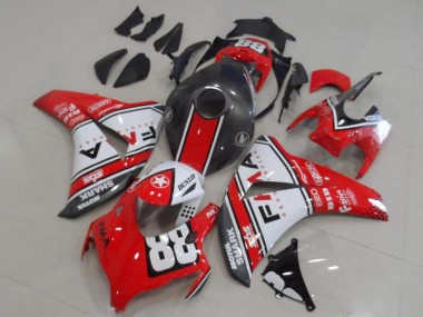 Erschwingliche Honda CBR1000RR Motorrad Verkleidung 2008-2011 - Weiss Rot Matt Schwarz Dunlop Fiamm 88