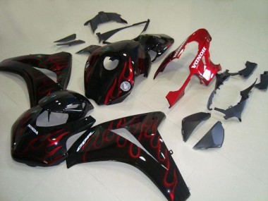 Erschwingliche Honda CBR1000RR Motorrad Verkleidung 2008-2011 - Glanzendes Schwarz Rot Flamme Rennen