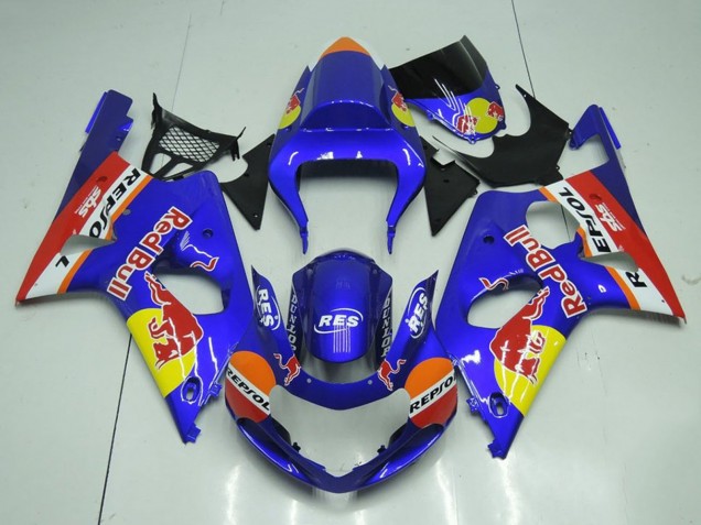 Erschwingliche Suzuki GSXR 1000 Motorrad Verkleidung 2000-2002 - Blau Gelb Red Bull Repsol